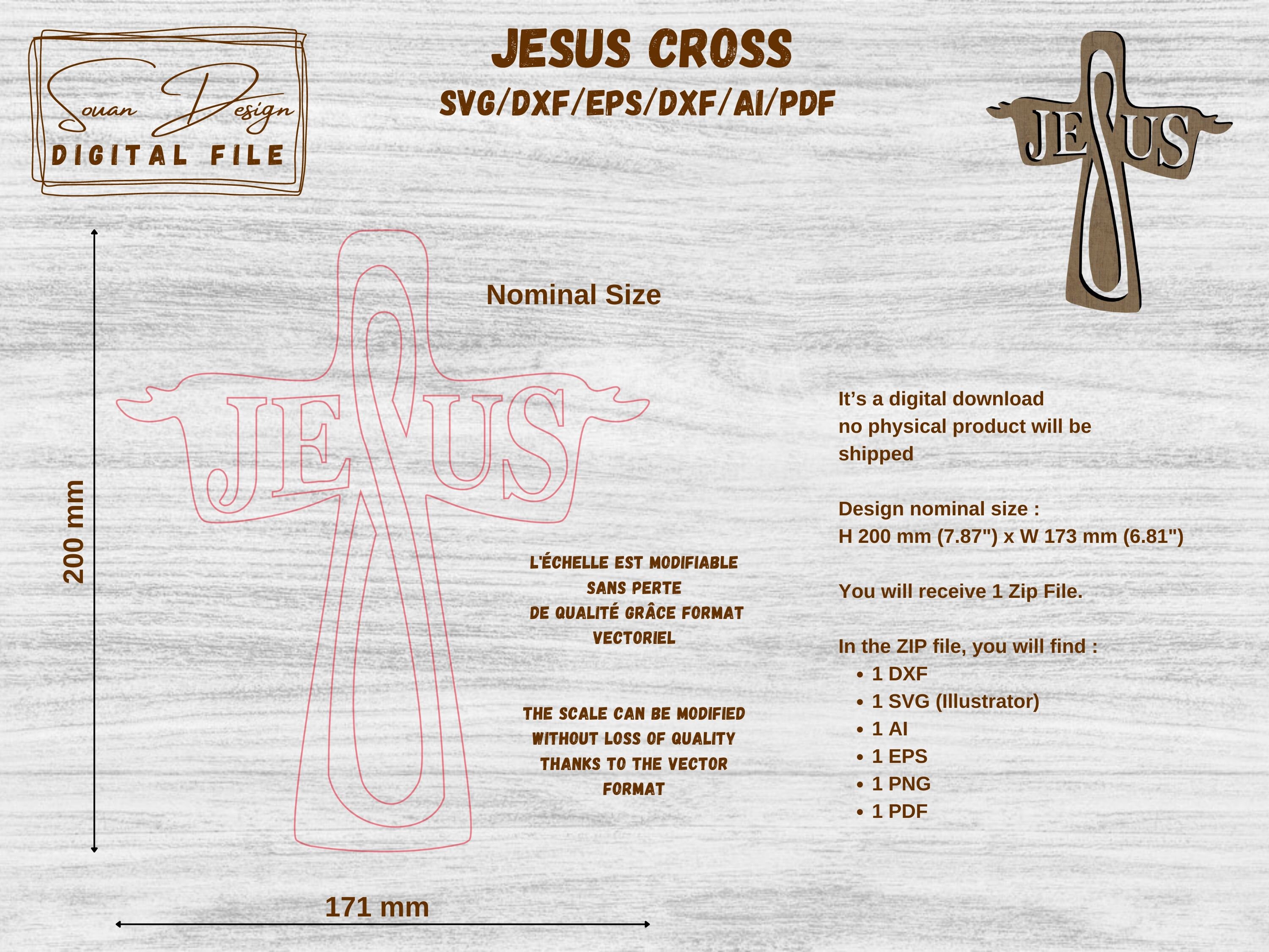 Jesus Cross SVG - Christian Cross Laser Cut File, Religious Wall Art ...