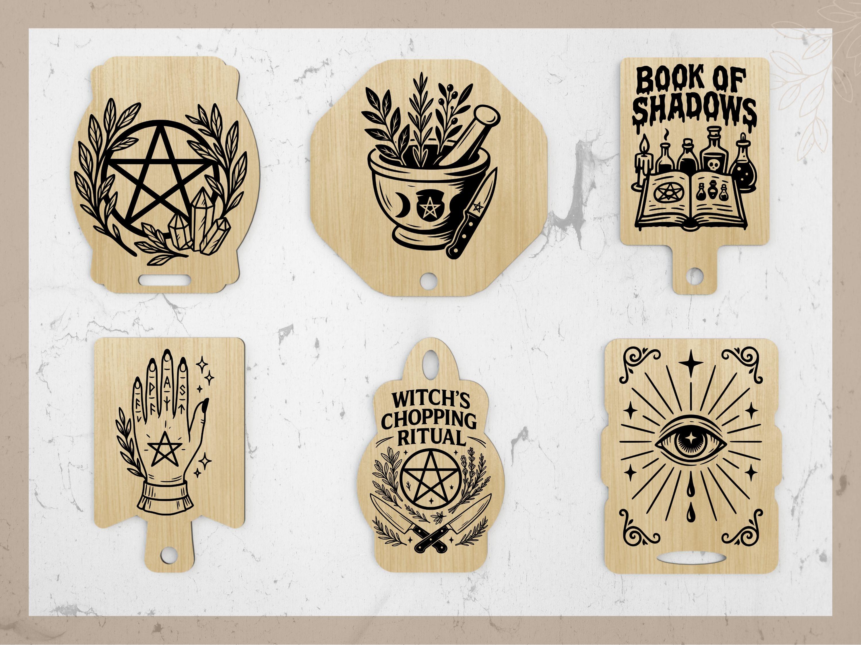 Witchcraft Cutting Board SVG Bundle – 6 Esoteric Engraving Designs + 6 ...