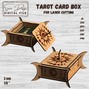 Fichier Laser pour Boîte de Tarot – Boîte en bois design lune – Fichiers SVG pour boîte de cartes à découper – Découpe laser facile