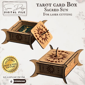 Tarot Box SVG Laser Files – Wooden Card Box with Moon Design | Easy Laser Cut Files for Glowforge, Cricut, Silhouette