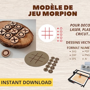 Jeu du morpion - modèle pour découpe laser - DXF, DXF, AI