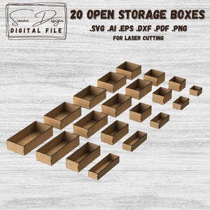 Open opbergdoos lasersnijbestand - bureau-organizer, opbergdoos SVG, houten doos zonder deksel