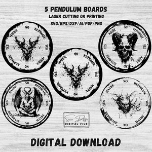 5 Demonic Pendulum Boards - Laser Cutting or Printable File, Silhouette, Glowforge, DXF Files for Laser