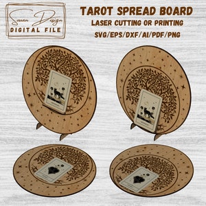 Support Tirage Carte de Tarot arbre de vie SVG - Yggdrasil - planche de tarot - Fichier numérique laser - DXF / AI