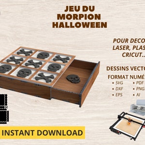 Jeu du morpion halloween - modèle pour découpe laser - DXF, DXF, AI