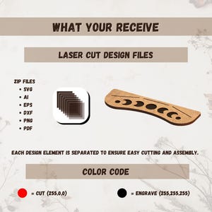 Tarot Card Holder Moon Phase SVG - Divination Tarot Card Spread Board - Laser Cutting File - Holds 3 Cards - easy cut files image 3