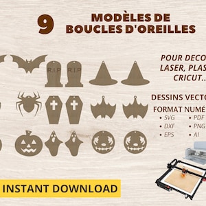 Brincos de Halloween - dxf svg | Arquivo Laser | brinco para cricut | jóias SVG
