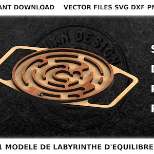 Jeu de labyrinthe d'équilibre fichier numérique pour découpe et gravure laser modèle vectoriel SVG, DXF, PDF