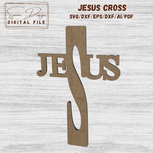 Jesus en croix - Fichier numérique pour découpe laser - DXF, SVG, fichier de découpe laser pour croix - jesus SVG