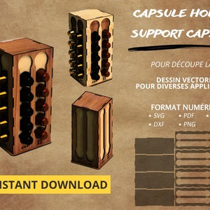 Support de dosette a café rectangulaire fichier numérique pour découpe laser dessin vectoriel SVG, DXF, PDF