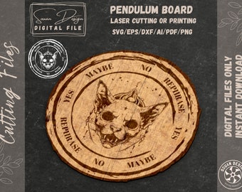Pendulum board cat SVG, File for Laser Cutting or Printing, Silhouette, Glowforge, DXF Files for Laser
