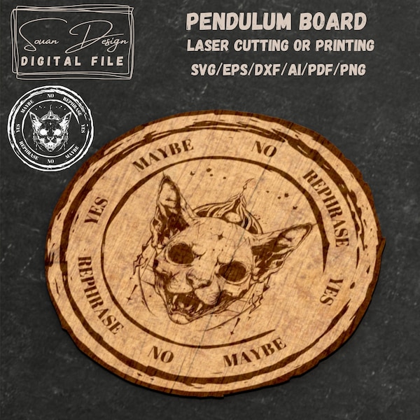 Pendulum board cat SVG, File for Laser Cutting or Printing, Silhouette, Glowforge, DXF Files for Laser