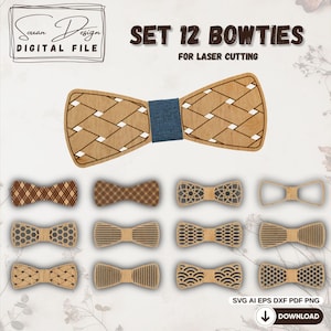 12 Bow Tie SVG Models for laser cutting, bow ties for men - Laser cutting files DXF, Glowforge, Silhouette
