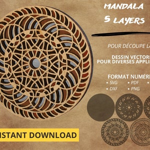 1 design mandala pour découpe laser. Dessin vectoriel format SVG et DXF, fichier numérique