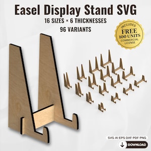 Easel Display Stand SVG Bundle – Photo Holder, Frame Display, Book Stand | Laser Cut File for Glowforge, Cricut, Silhouette, diy easel stand