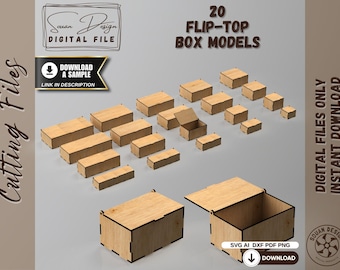 Flip Top Box Laser Cut File - Hinged Lid Storage Box, Wooden Gift Box, DIY Storage, Digital SVG DXF File for Laser Cutting - easy cut file