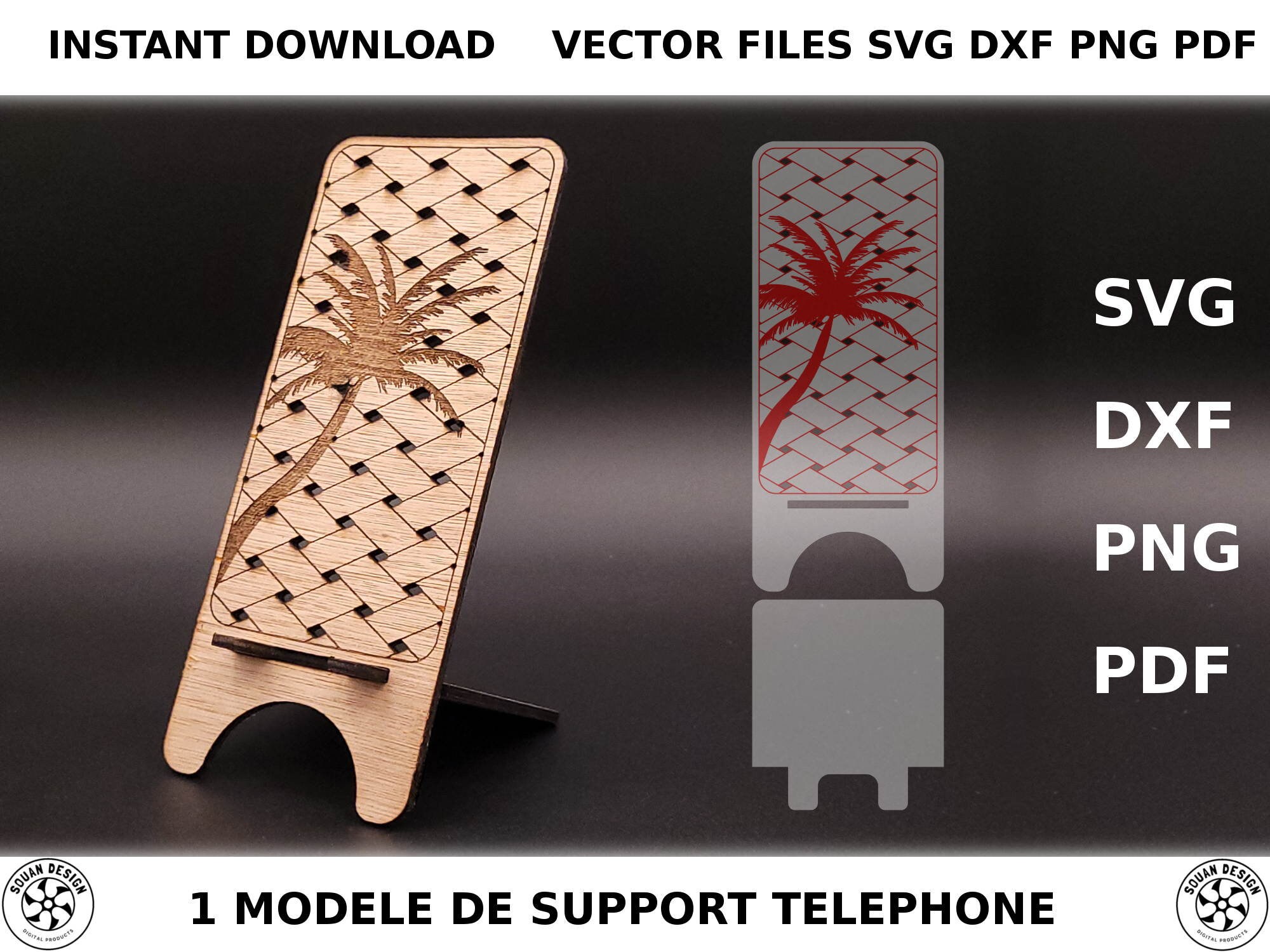 Mobile Phone Holder Svg With Palm Tree Engraving on Wicker Etsy