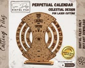 Calendrier Perpétuel SVG - Design Céleste - Calendrier Rotatif Vertical Fichier Laser Cut - Calendrier en Bois SVG, Template pour 3mm, DXF