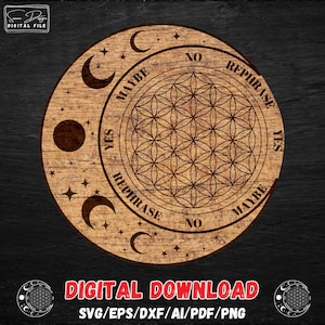 Planche de pendule fleur de vie avec phase lune SVG - Fichiers numérique - découpe laser