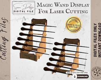 SVG Wand Display Stand - Wand Holder for Laser Cutting - Digital File (DXF, AI) - wizard wand holder - easy laser cut file