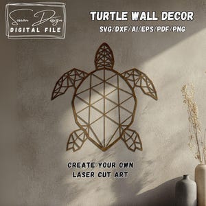 Tortue de Mer Géométrique Fichiers SVG - Art Géométrique pour Découpe Laser -  Art Mural en Bois ou Métal - Décoration Tortue Moderne - DXF