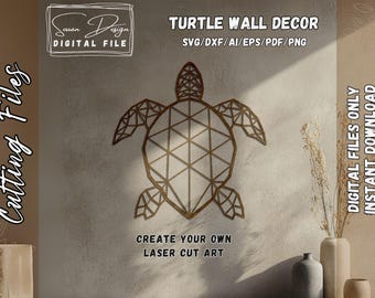 Geometric Sea Turtle SVG – Wall Art Wood Metal · Laser Cut & CNC File · Modern Ocean Decor · Dxf AI Eps Pdf Png