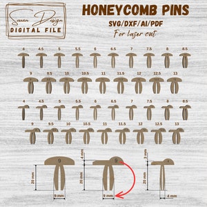 Epingles de maintien pour nid d'abeille SVG - Fichier Découpe Laser, Silhouette, Glowforge, Fichiers numérique pour laser | DXF, PDF