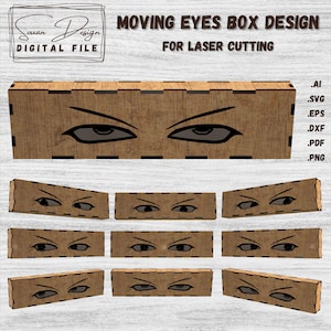 Boîte avec yeux effrayants SVG - Effet d’yeux mobiles - Illusion optique pour découpe laser - Découpe laser facile - DXF, AI