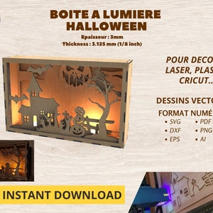 Boîte à ombres 3D halloween, Fichier numérique pour découpe laser ou CNC | DXF, SVG...