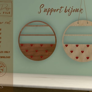 Support bijoux à accrocher fichier de découpe laser SVG,DXF | Dessin vectoriel | Organisateur de boucles d'oreilles et colliers