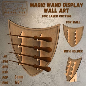 Support pour Baguettes Magiques - Décoration Murale en Bois pour Découpe Laser - présentoir pour baguette - SVG, AI, DXF