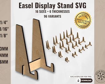 Easel Display Stand SVG Bundle – Book & Photo Holder, Frame Display Stand | Laser Cut Files for Glowforge, Cricut, Silhouette