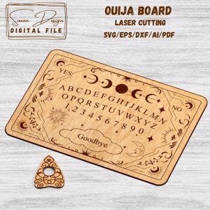 Table de Ouija avec goutte SVG, Fichier pour Découpe Laser ou à imprimer, Silhouette, Glowforge, Fichiers DXF pour laser