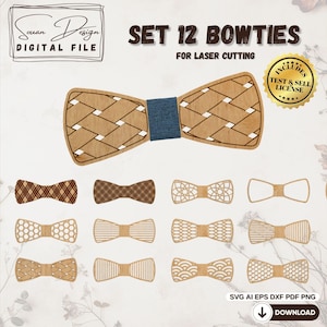 12 Bow Tie SVG Models for laser cutting, bow ties for men - Laser cutting files DXF, Glowforge, Silhouette