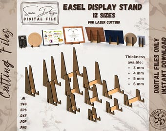 Easel Display Stand Laser Cut Files - Easel Cut File, Mini Easel SVG, Table Sign Easel SVG - Digital Laser Files for Easy Laser Cutting DXF