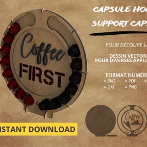Support de dosette a café fichier numérique pour découpe laser dessin vectoriel SVG, DXF et AI