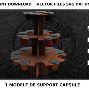 Support de dosette café fichier numérique pour découpe laser dessin vectoriel SVG, DXF, PDF