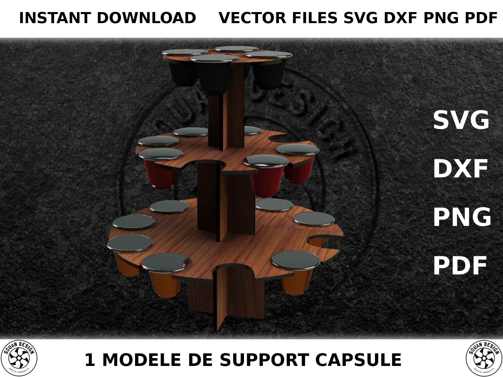 Coffee pod holder digital file for laser cutting vector graphics SVG, DXF, PDF