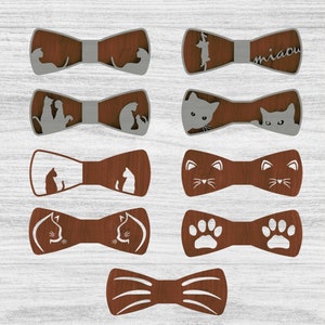 9 Cat Bow Ties SVG per il taglio laser, file laser papillon, DXF, SVG