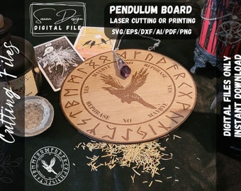 Raven Pendulum board SVG, File for Laser Cutting or Printing, Silhouette, Glowforge, DXF Files for Laser