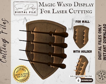 Magic Wand Display - Fantastic Castle Theme - Wizard Wand Holder - Laser cut file - Easy Laser Cutting File