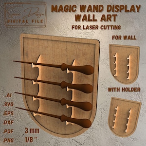 Présentoir pour Baguettes Magiques - Fichier Décoration Murale en Bois pour Découpe Laser - socle pour baguette - SVG, AI, DXF