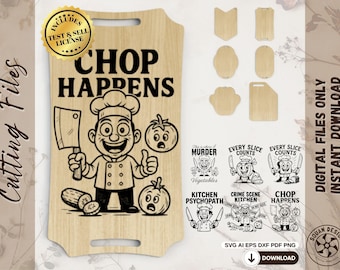 Funny Cutting Board SVG Bundle – Kitchen Humor Laser Engraving Files – Chopping Board Designs – Sarcastic Chef SVG – Digital Download