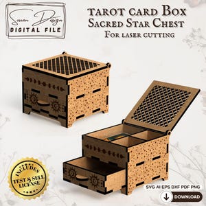 Tarot Card Box with Compartments - SVG Laser Cut Files - Practical Storage for Cards, Stones, and Accessories – Easy Laser Cut Files