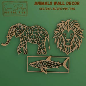 Animaux Géométrique SVG - Art Mural - Design Géométrique pour Découpe Laser - Fichier Numérique pour Cricut, Silhouette, DXF, AI