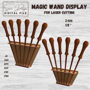 Support baguettes magiques SVG - Présentoir en éventail - Fichiers découpe laser en bois - Fichier numérique ( DXF, AI)