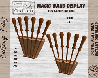 Magic Wand Display SVG - Fan-Shaped Holder - Digital Laser Cutting Files - Digital File (DXF, AI) - wizard wand holder - easy laser cut file