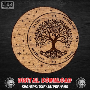Planche de pendule Arbre de vie croissant de lune SVG - Yggdrasil - Fichiers numérique - découpe laser