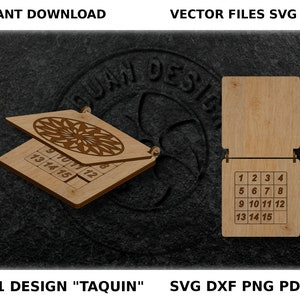 Modèle de jeu de Taquin : dessin vectoriel pour découpe laser SVG DXF, jeux éducatif, jeux de chiffre, jeux en bois
