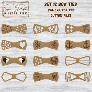 Papillon SVG per taglio laser, 12 modelli di disegno, disegno vettoriale SVG - file DXF per laser, silhouette